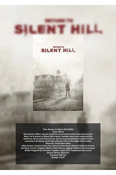 OEM Ινφορματική Αφίσα Επιστροφή στο Silent Hill, Ψυχολογικό Τρόμος, Χαρτόνι 2...