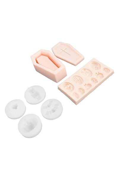 Generic Brand Forme de silicon pentru prăjituri de Halloween, 1 set, albe, pe...