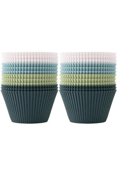 Generic Brand Set de 12 forme din silicon pentru brioșe și muffin-uri - 4 cul...