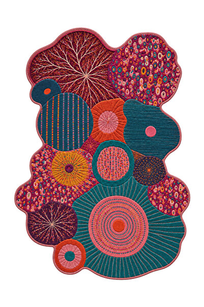Rugs Modern Halı AURA Dairesel Bahçe Desenli Dokuma Taban Dekoratif Halı aura...