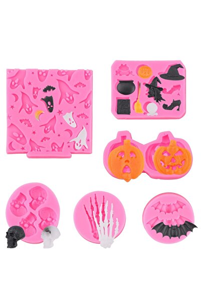 Generic Brand 6 Bucăți Matrițe de Silicon pentru Fondant de Halloween, Matriț...