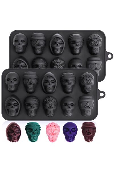 Generic Brand Set de 2 tăvițe din silicon pentru cuburi de gheață în formă de...