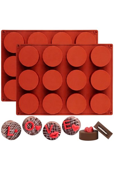 Generic Brand Силиконова форма за мъфини, комплект от 2 части с 12 гнезда, не...