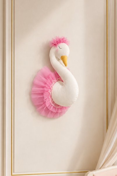 Gia Design EL YAPIMI PEMBE TÜTÜLÜ PRENSES KUĞU BÜSTÜ DEKORATİF BEBEK ODASI KA...