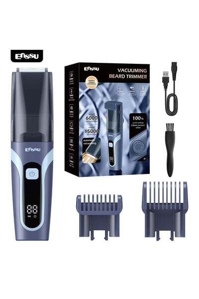ENSSU Vacuum Beard Trimmer for Men, 1-20 mm Adjustable Ceramic Blade, IPX7 Wa...