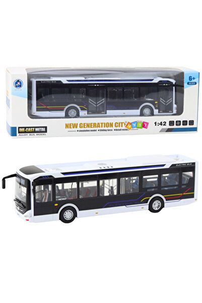 LEAN Autobuz urban metalic cu lumini și sunet, 1:42, alb