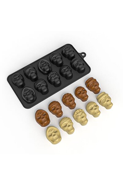 Generic Brand Formă de silicon pentru cuburi de gheață în formă de craniu, 10...