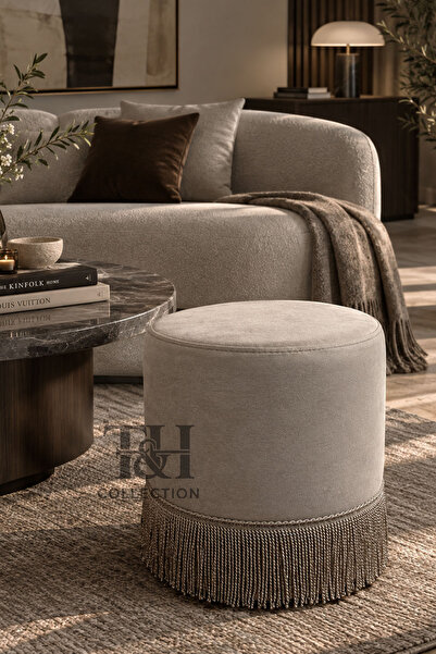T&H İstanbul Püsküllü Puf Vizon, Dekorasyon Pufu, Vizon Püsküllü Puf