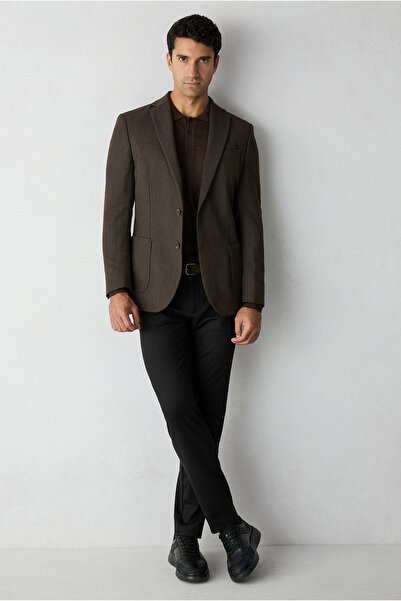 Kiğılı 6 Drop Regular Fit Standard Cut Wool Patterned Mono Collar Sports Jacket