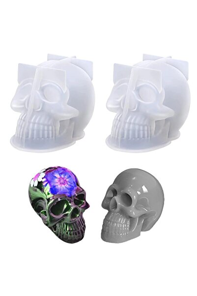 Generic Brand Set de 2 matrițe de silicon în formă de craniu pentru lumânări,...