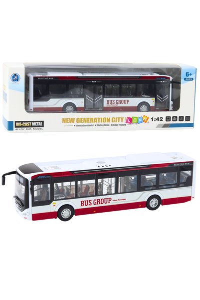 LEAN Autobuz urban metalic cu sunet și lumină 1:42 Roșu