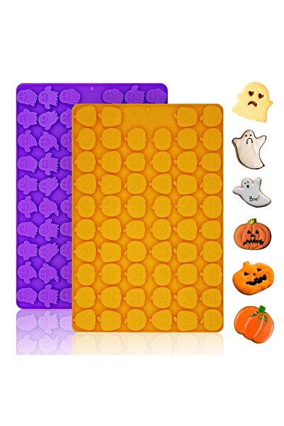 Generic Brand Set de 2 matrițe din silicon pentru Halloween, mini-dovleac cu ...