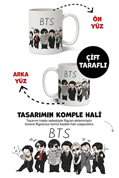 Toyaso Arirang World Tour BTS Komple Baskılı Kupa Bardak - Sevgiliye Arkadaşa...