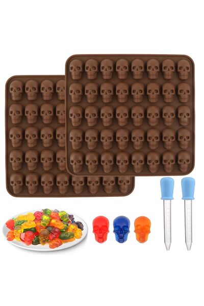 Generic Brand Set de 2 forme de silicon în formă de craniu, cu 2 picurătoare,...