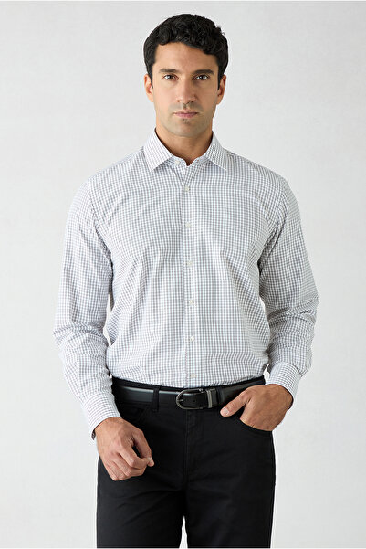 Kiğılı Long Sleeve Regular Fit Plaid Cotton Easy-Iron Classic Shirt