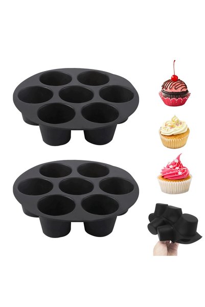 Generic Brand Set de 2 forme de silicon antiaderente pentru brioșe, brownies,...