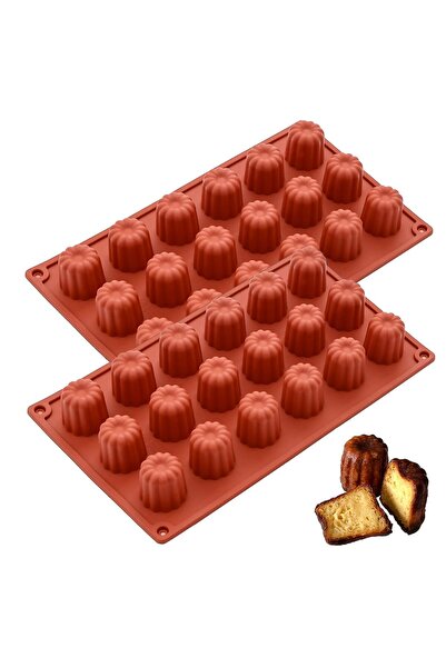 Generic Brand Formă de silicon pentru mini cannelé, 2 piese, 18 cavități, ant...