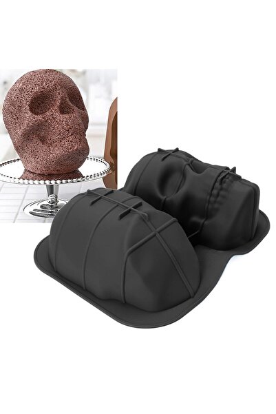 Generic Brand Formă de silicon pentru tort de Halloween - Craniu 3D, Cap de s...