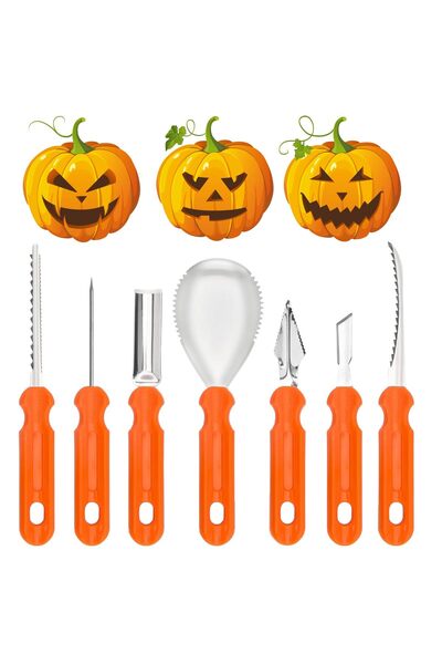 Generic Brand Set de sculptat dovleci de Halloween, 7 unelte din oțel inoxida...