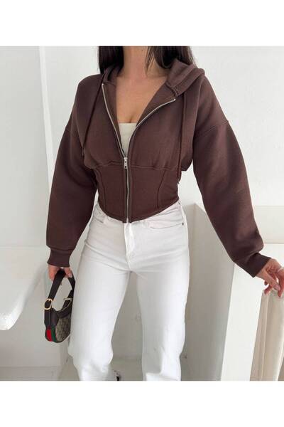Kadın Crop Kapüşonlu Hoodie