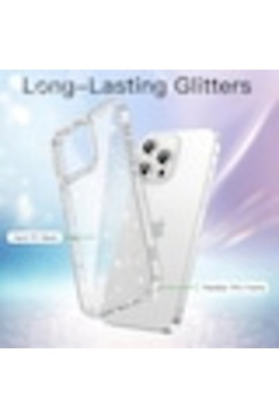 General Store Husă transparentă din TPU cu sclipici, compatibilă cu iPhone 16 Pro, subțire, anti-șoc, potrivire perfectă, flexibilă, durabilă, cu colțuri rezistente la impact.