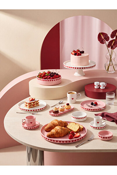Karaca Sweetheart Kalp Detaylı Salata Kasesi Beyaz 23 cm