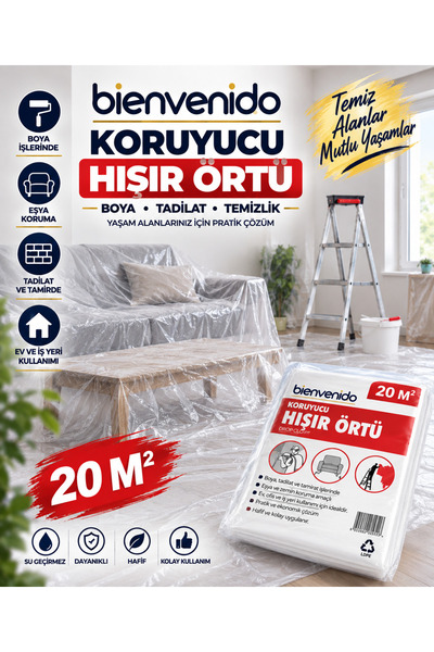 Bienvenido Hışır Örtü (4X5 METRE) 20 Metrekare Koruyucu Koruma Boya Badana Na...