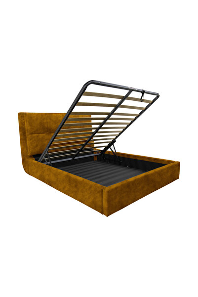 Timflex Pat Rabatabil cu Lada Depozitare BOLD 160x190 cm Velur Amber