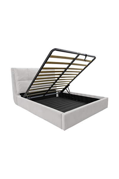 Timflex Pat Rabatabil cu Lada Depozitare BOLD 160x190 cm Piele ecologica Alb