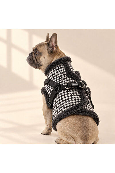 puppia Tüvit Köpek Ceketi – Peluş Tasmalı Siyah Beyaz