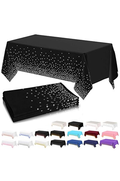 Generic Brand Set de 4 piese, 137 x 274 cm, negru cu buline argintii, fețe de...