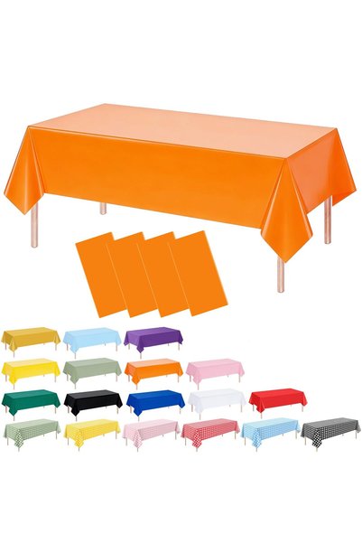 Generic Brand Set de 4 fețe de masă din plastic portocalii de unică folosință...
