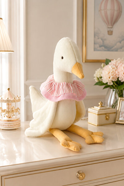 Gia Design El Yapımı Pembe Fırfır Yakalı Sevimli Kaz Pelüş Oyuncak - Bebek Uy...