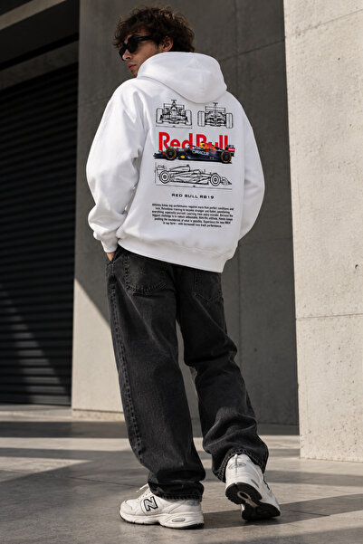 Erkek Sırt Baskılı 3 İplik Hoodie Oversize Kapüşonlu Sweatshirt