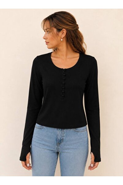 JANES Lace Back Detailed Long Sleeve Blouse