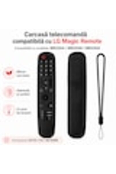 General Store Husă de silicon pentru telecomanda LG Magic MR22GA/MR22GN/MR23GA, compatibilă cu televizoarele OLED LG C2, C3 și G3, protecție anti-alunecare, cu șnur, Negru