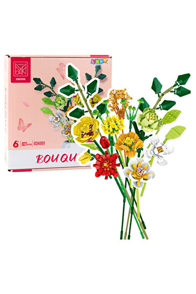 LEAN Set de construcție Buchet decorativ de flori colorate 827 piese.
