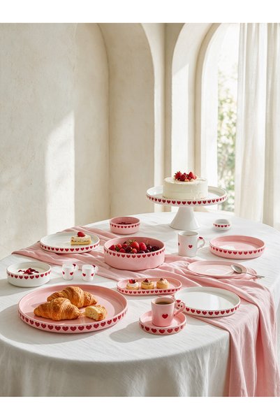 Karaca Sweetheart Kalp Detaylı Salata Kasesi Beyaz 23 cm