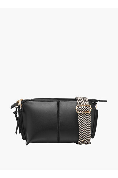FAV Textured Crossbody Bag with Printed Strap
