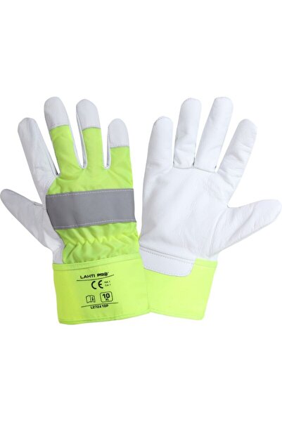 Lahti Pro REFLECTIVE Leather GLOVE / YELLOW-WHITE - 10