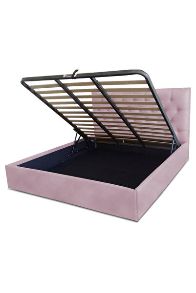 Timflex Pat rabatabil cu lada depozitare Imperia Promo 140x200 cm Catifea Roz...