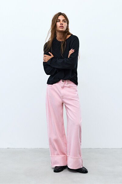 Pull & Bear Dublesi paçalı cropped baggy jean