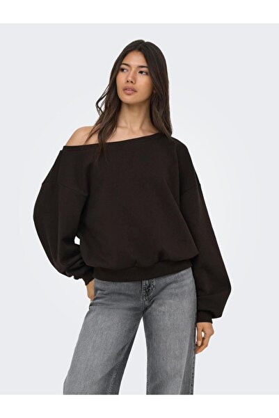 ONLY Kadın Oversize Fit Tek Omuz Uzun Kollu Sweatshirt - Rhina