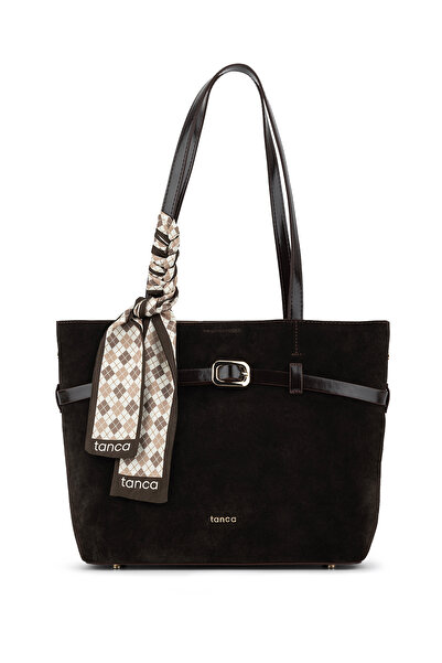 Tamer Tanca Women's Faux Leather Brown Suede Shoulder Bag