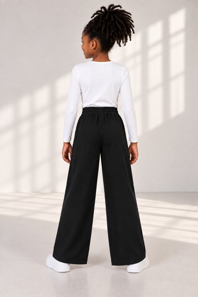Joi Kids Girls' Wide-Leg Sweatpants – with Front Pockets and Zipper Detail