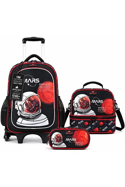 Glossy Bird Kids 3 Wheel Trolley School Backpack Set, 3 wheel Detachable Roll...