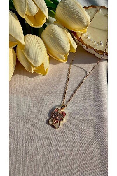 Hello Kitty Işıltılı Gold Kolye