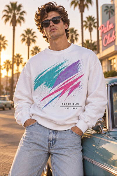 Moda Minimo Unisex Oversize 80S Sweatshirt Crew Neck Wide Fit Long Sleeve 3 T...