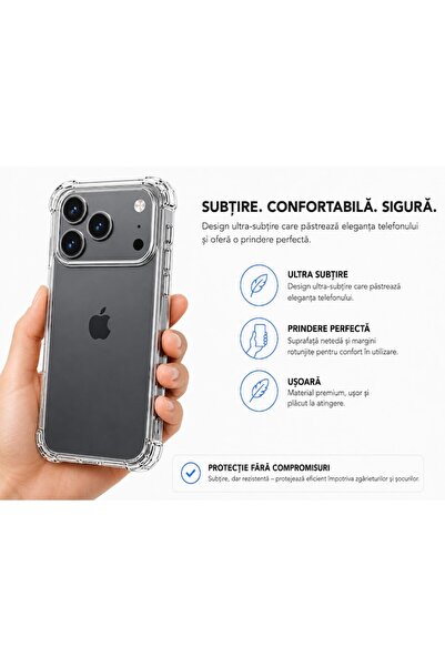 General Store Husă transparentă din TPU compatibilă cu iPhone 17 Pro, antișoc, subțire, potrivire perfectă, flexibilă, durabilă, colțuri rezistente la impact.