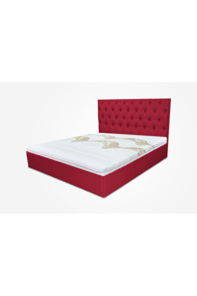 Timflex Pat cu somiera Imperia PAL 90x190 cm Catifea Rosu inchis